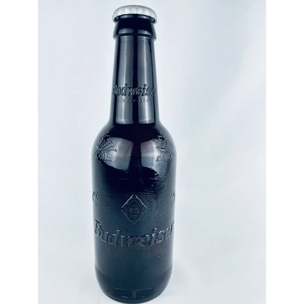 Vintage Budweiser Millennium Glass Beer Bottle Coin Bank Display Piece 14.5''